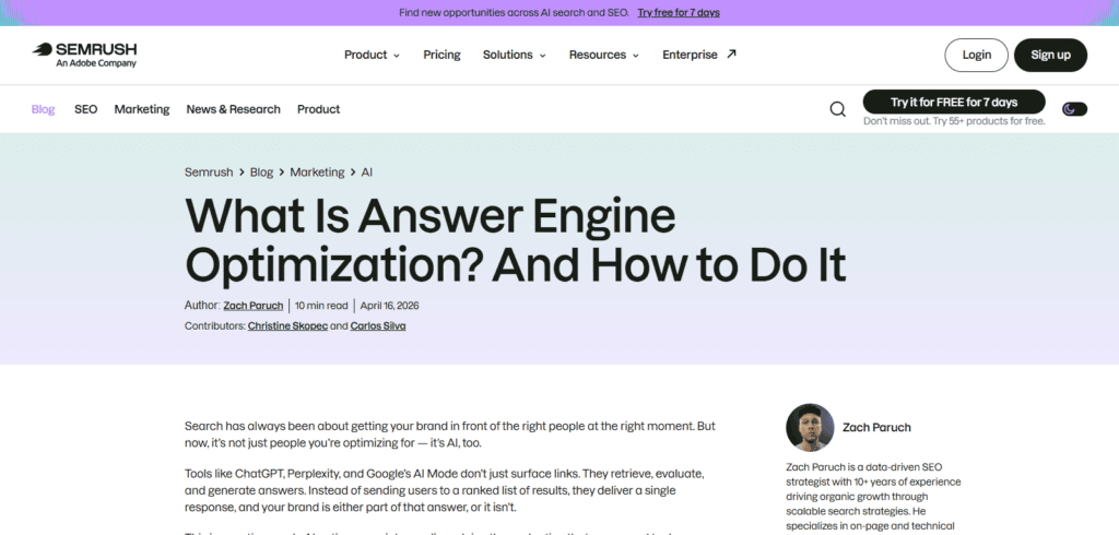 Semrush AEO Module